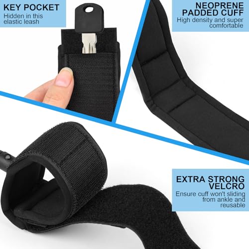 SUPCOST 10 ft Black Paddle Board Leash 7.0mm Thick Coiled Surf Kayak Leash