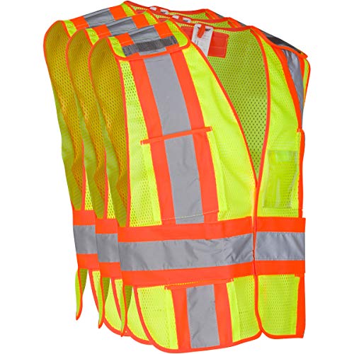 Dasher Products High Visibility Safety Vest, ANSI Class 2 Breakaway Vest with 5 Pockets, Hi Vis 3 Pack