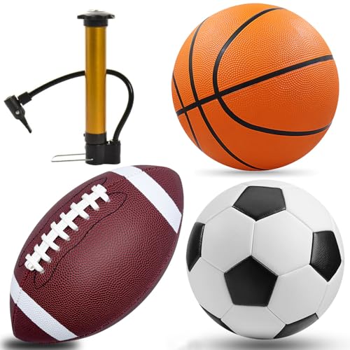 Classic 3-Piece Sports Balls Set with Pump - Soccer, Basketball & Football for All Ages