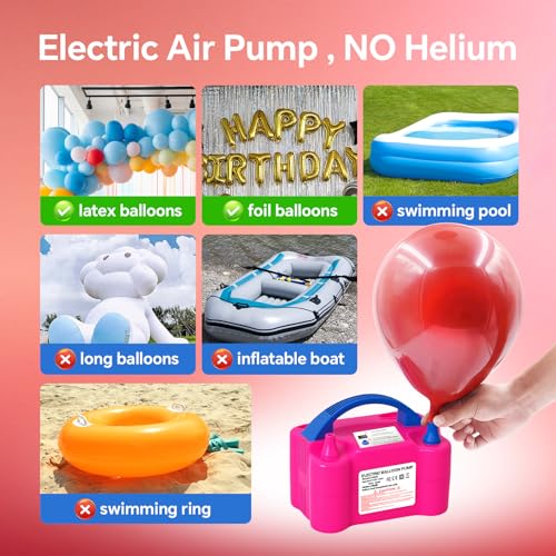 Small Rose Red Electric Balloon Pump 110V 600W Portable Dual Nozzles Party Decor