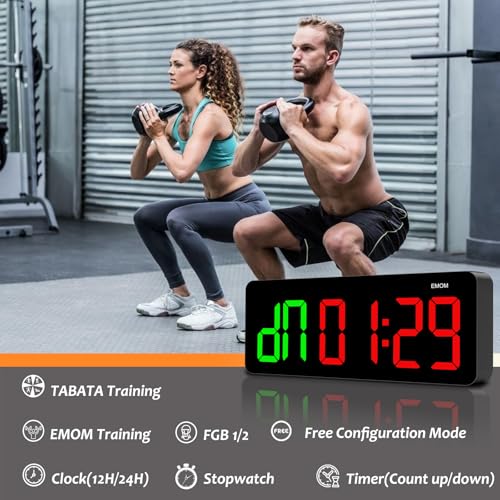 Large LED Gym Clock Timer with Remote Control - Green