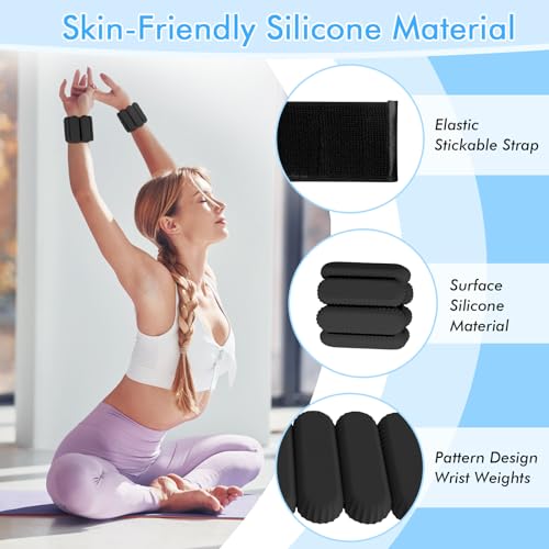 Adjustable Wrist & Ankle Weights 2lb Silicone Fitness Resistance Bands for Women Men