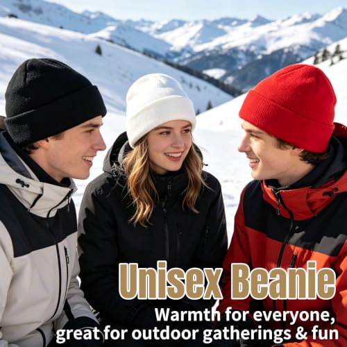 Winter Beanie Hats for Men & Women - 2 Pack Black & Grey
