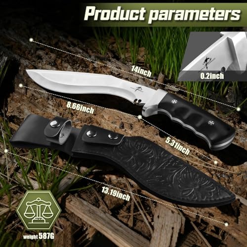 Black Purple Dragon Kukri Knife with Sheath - Heavy Duty Fixed Blade