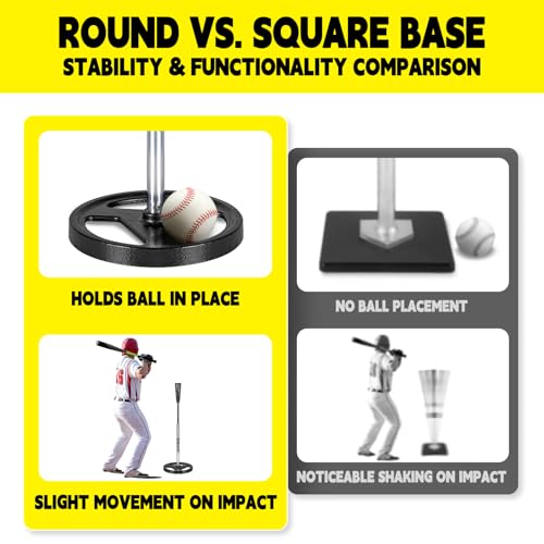 SPOYNAL 25"-37" Adjustable Batting Tee for Baseball & Softball – Soft-Touch Top, Round Base