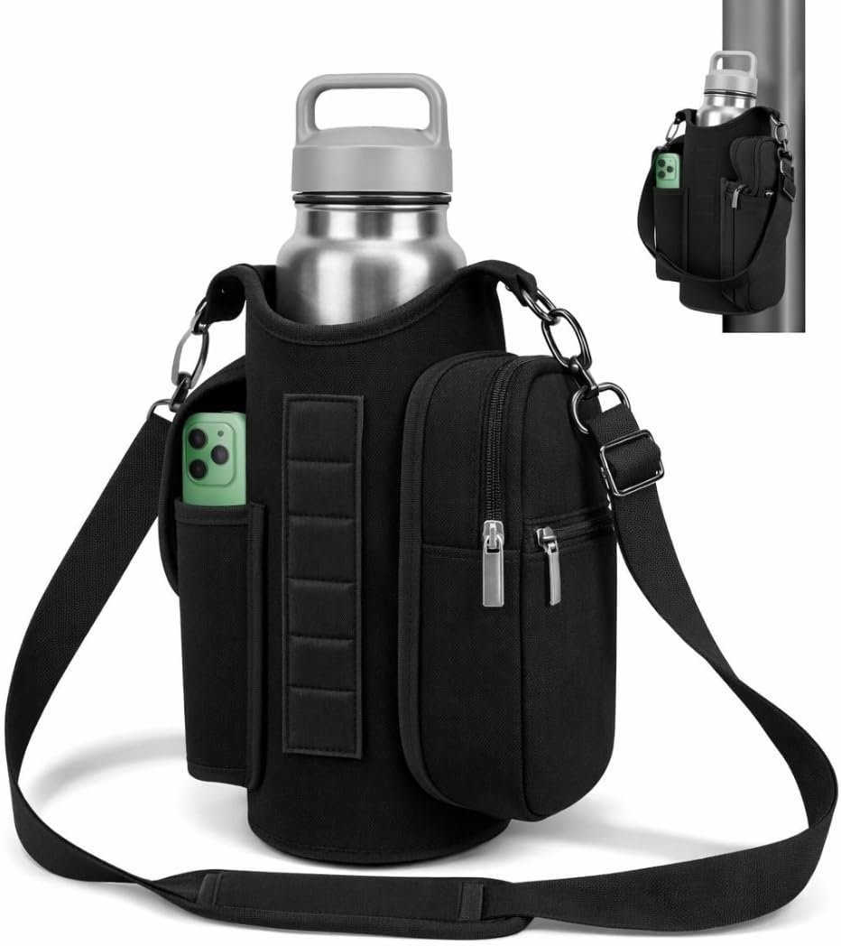 Skiennix Magnetic Gym Bag Water Bottle Carrier - Phone Pockets & Shoulder Strap Organizer