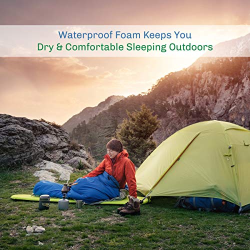 Blue Foam Sleeping Pad for Camping - 0.75-Inch Thick Waterproof Sleep Mat with Carry Straps by Wakeman Outdoors