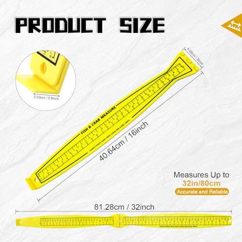 32-Inch Foldable Fish Measuring Board with Lanyard Eyelet - Yellow