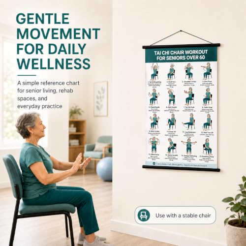 Tai Chi Chair Workout Chart for Seniors - Green, 16 x 24 in