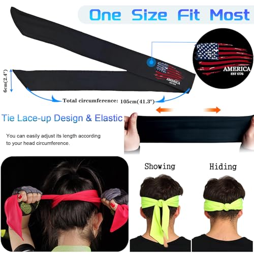 American Flag Adjustable Head Tie Headband for Sports