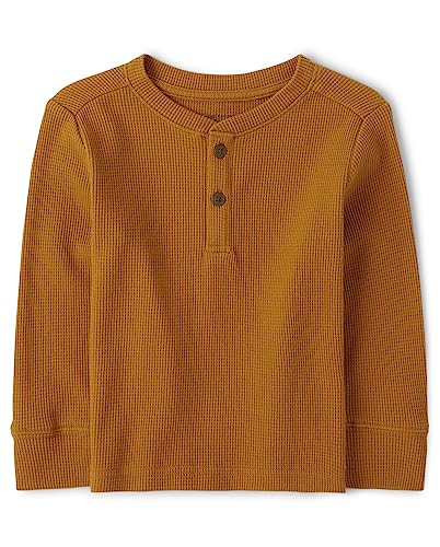 Boys' Long Sleeve Thermal Henley Shirt - Honey Comb, 5T