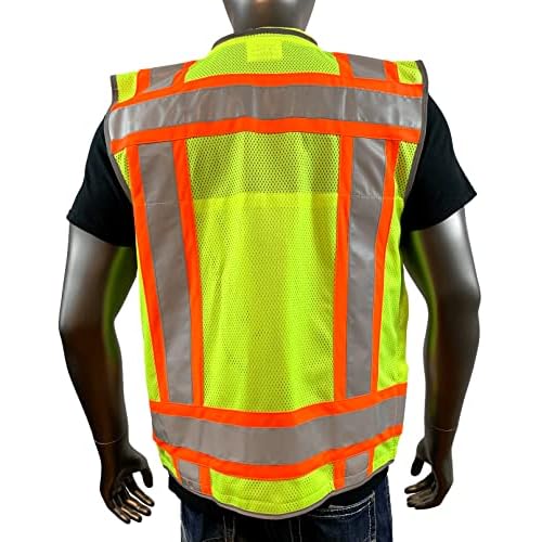 A Reflective Safety Vest For men Class 2 Heavy Woven Two Tone Engineer Hi Viz Safety Vest 3M Tape