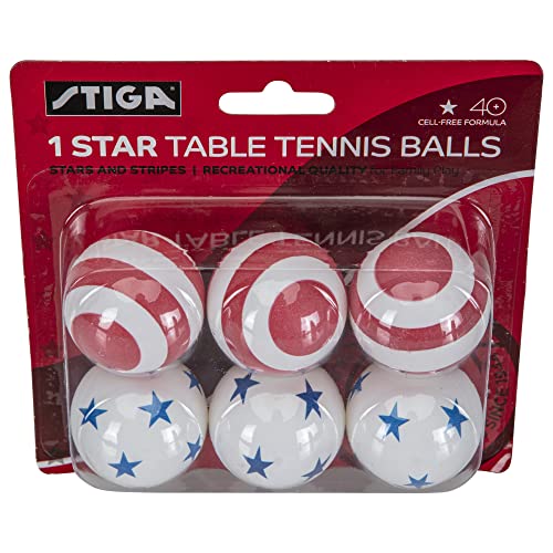 1-Star Table Tennis Balls - 6 Pack Stars and Stripes