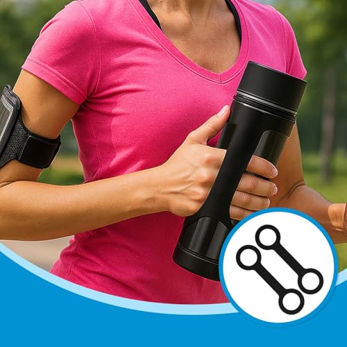 Non-Slip Silicone Water Bottle Carrier Strap - Black 2pcs