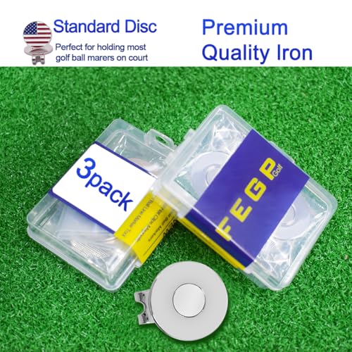 3-Pack Magnetic Golf Ball Marker Hat Clips - Nickel-Plated Alloy Holder