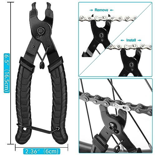 Bike Chain Repair Tool Kit - Chain Breaker, Link Pliers, Wear Checker - Black