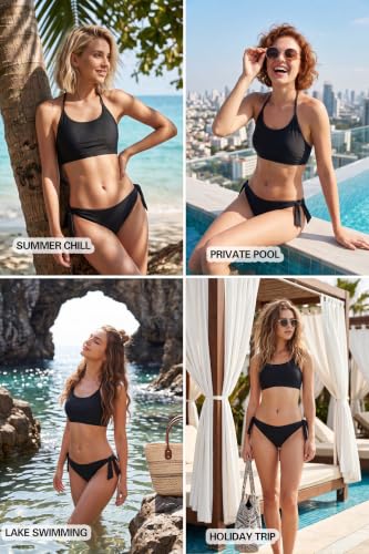 Beautikini Period Bikinis X-Small Black Halter Two-Piece Swimsuit