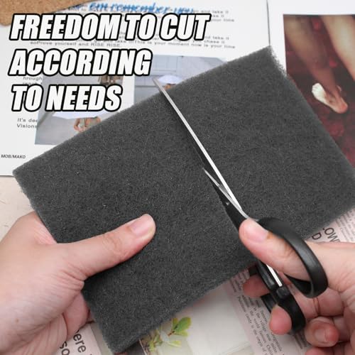 BokWin 6Pcs Scuff Pads Very Fine Grade General Purpose Sanding Hand Pads 200 x 125mm/8" x 5" Grey