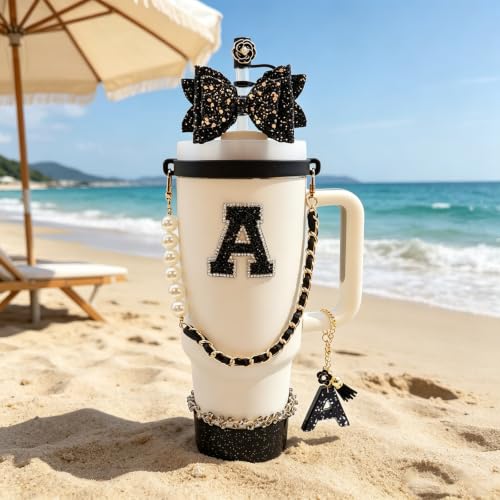 8-Piece Black Bow Bling Tumbler Accessory Set for 30oz & 40oz Cups - Black-I