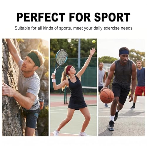 Colorful Sweat Headbands for Men - 6 Pack Sports Hairbands