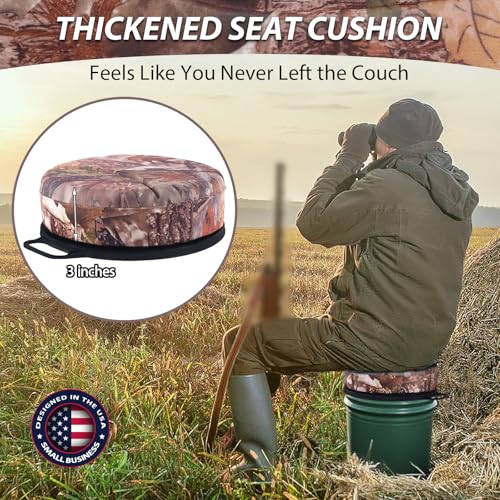 Presentastic Maple Leaf 5 Gallon Bucket Seat with 3" Thick Foam, Swivel Waterproof & Silent Hunting & Fishing Cushion
