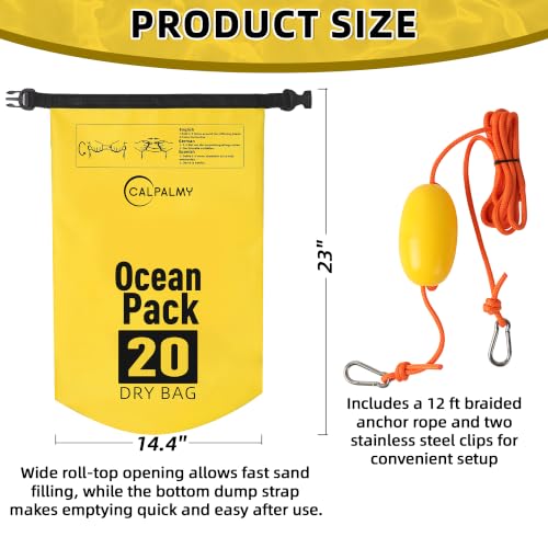 Yellow 20L 2-in-1 Sand Anchor Bag for Kayaks, Jet Skis & Floats