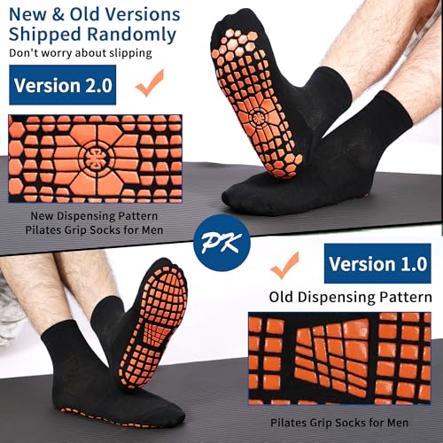 Non-Slip Sticky Grip Socks for Yoga & Pilates - 3 Pairs - Black