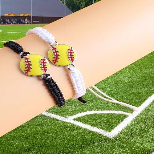 Adjustable Braided Sport Bracelets - Softball Fan Jewelry - 2pcs