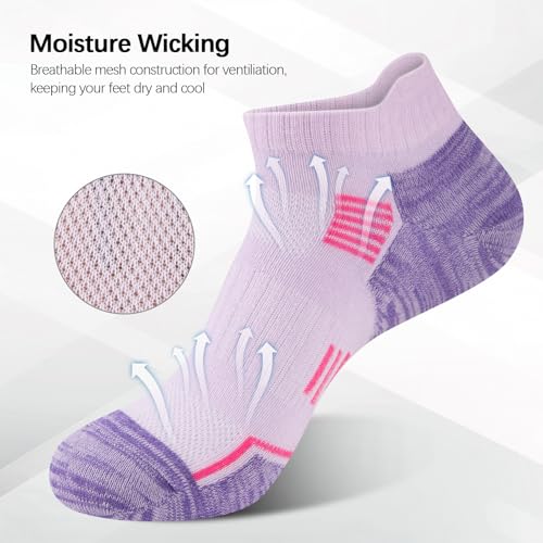 Womens Cotton Ankle Socks 7 Pack - Cushioned Athletic Multicolor