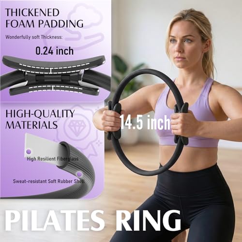 14.5-Inch Pilates Ring - Durable Resistance Circle with Foam Handles