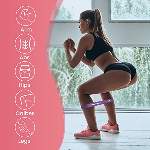 5-Piece Resistance Loop Band Set for Strength Training - Pink & Purple