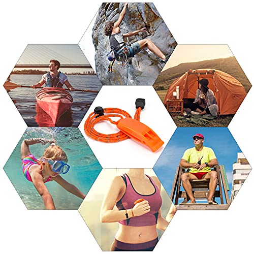 Super Loud Floating Emergency Whistle with Lanyard - 2 Pack, Orange