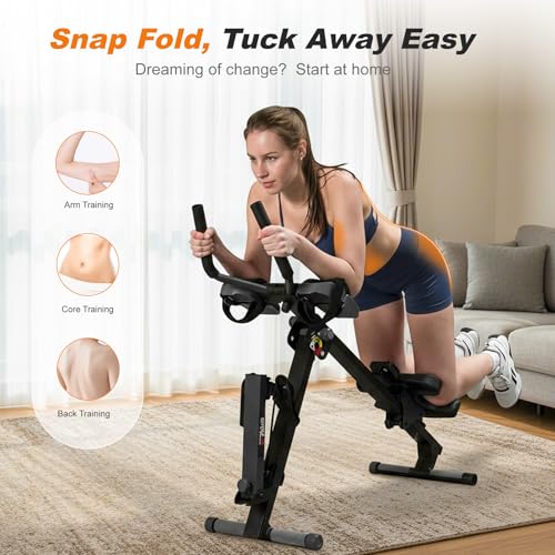 3 in 1 Ab Machine & Rowing Machine - Foldable, Black