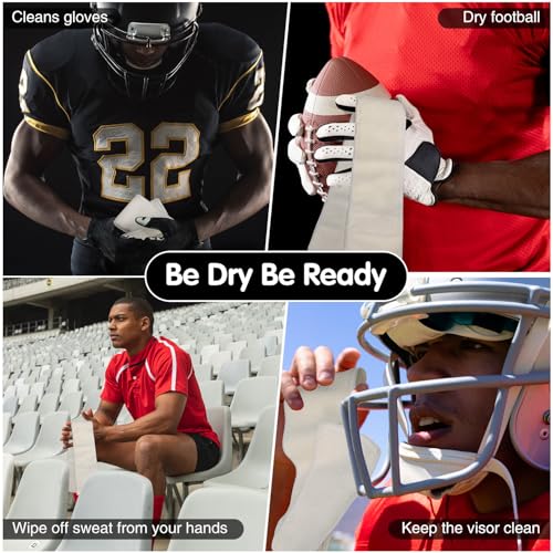 Football Towel - Thin Microfiber with Hook and Loop Closure - White