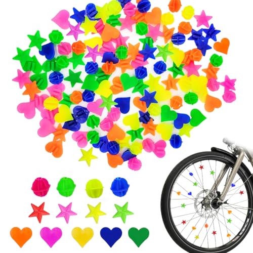 180 Pieces Colorful Bike Spoke Beads - Star & Heart Shapes