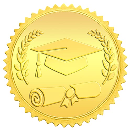 300 Pcs Gold Foil Embossed Graduation Stickers - 2 Inch Round Seal Labels