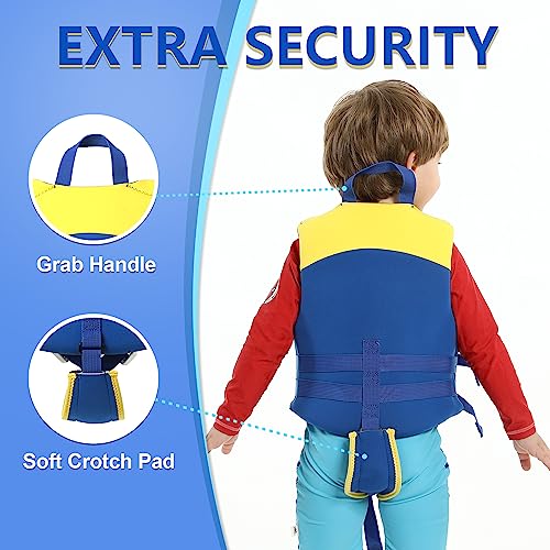 GOSEN Kids Swim Vest Toddler Floaties for 24-40 lbs, Adjustable Safety Strap, Easy On/Off, Blue, Age 1-3
