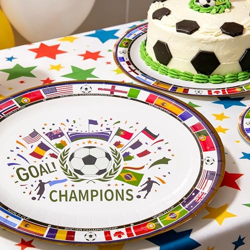 2026 World Cup Party Supplies - 50 Pack Large Paper Plates, White
