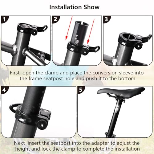 Aluminum Alloy Bike Seatpost Shock Absorber - Black 28.6mm to 31.8mm Shim