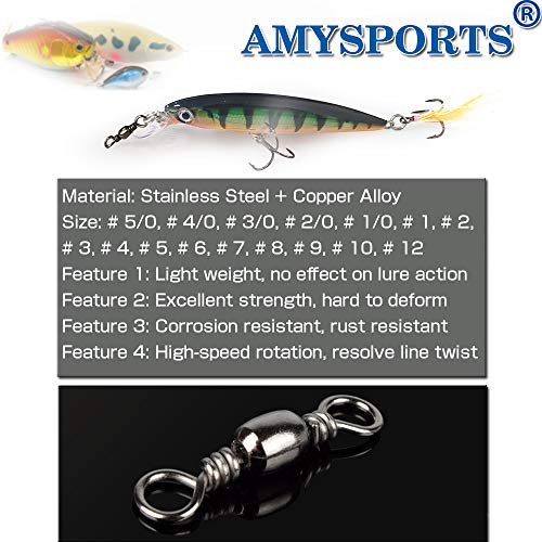 High Strength Fishing Swivels - Stainless Steel, Size 7, 50 pcs