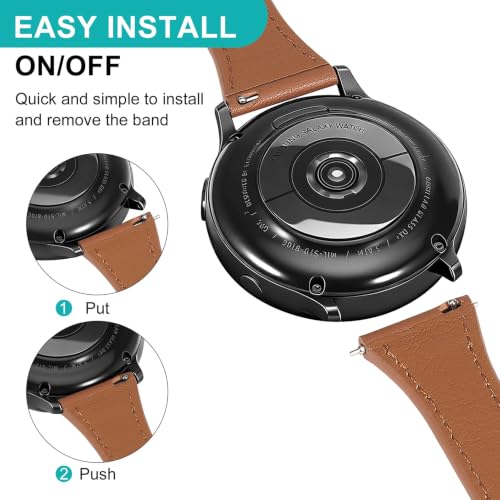 Brown Slim Leather Watch Band 18mm Quick Release Compatible with Garmin Venu 3S 4 2S Vivoactive 4S Vivomove 3S Forerunner 265S 255S