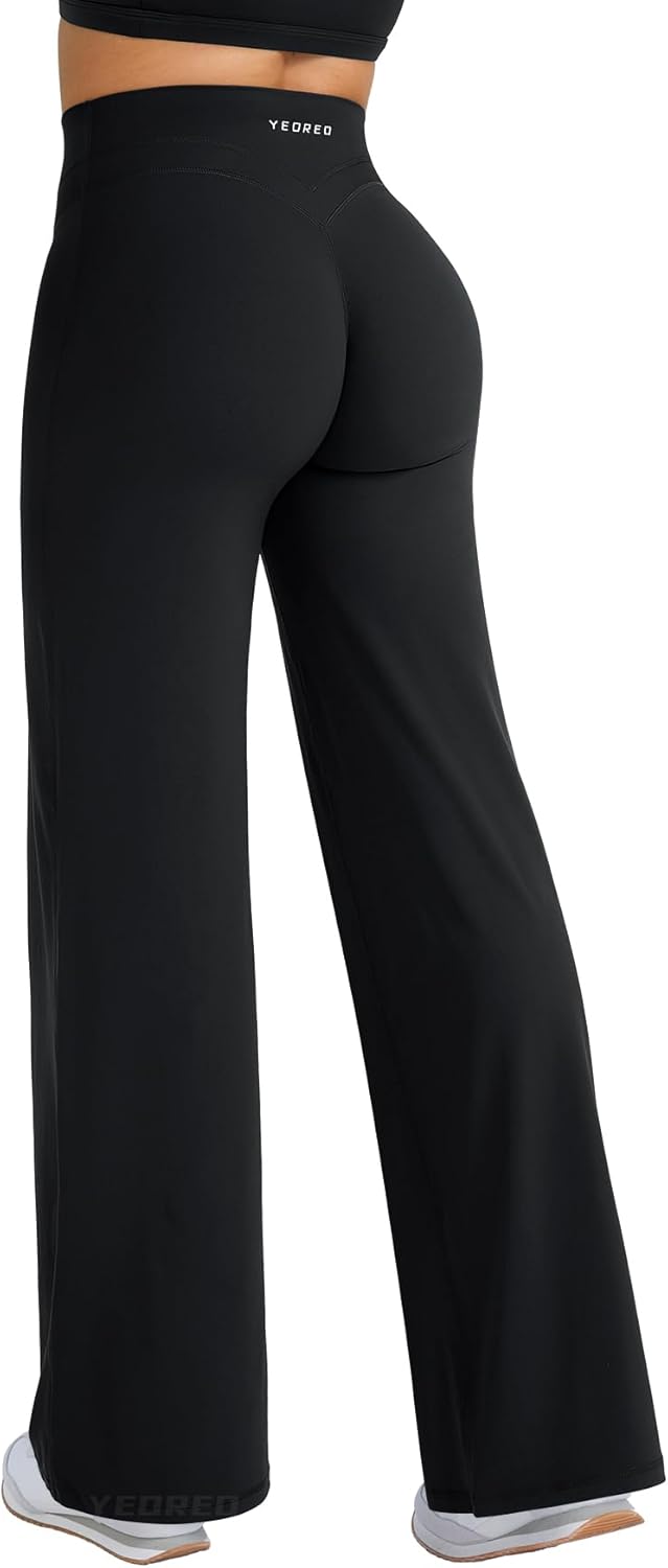 YEOREO High Waist Workout Leggings - Hidden Scrunch Design | No Front Seam, Straight Leg Yoga Pants