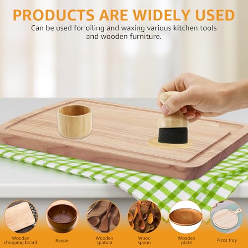 Cutting Board Oil Wax Applicator with Lid and Ergonomic Handle Wood Cutting Board Oil Applicator Versatile Mineral Oil Wax Applicator for Wood Cutting Boards Wooden Spatula