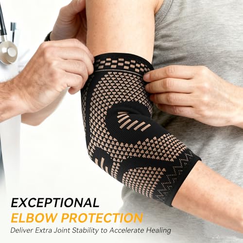 INDEEMAX Copper Elbow Compression Sleeve 2 Pack – Medium, Black
