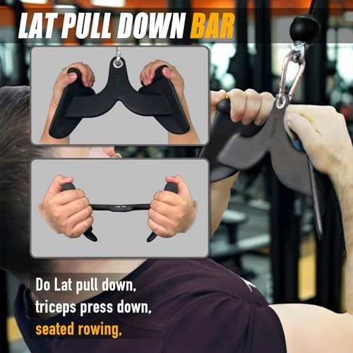 Lat Pulldown Bar Attachment for Cable Machines - Ergonomic Rubber Handles