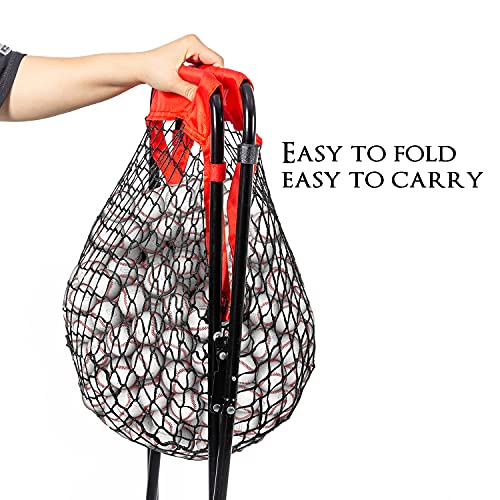 Baseball Caddy with Easy Foldable Design, 100+ Ball Capacity & 40lb Load