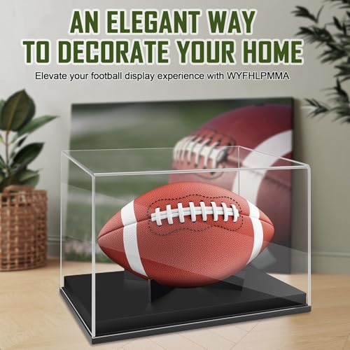 Football Display Case with Black Wood Base - Acrylic Holder for Autographed Footballs