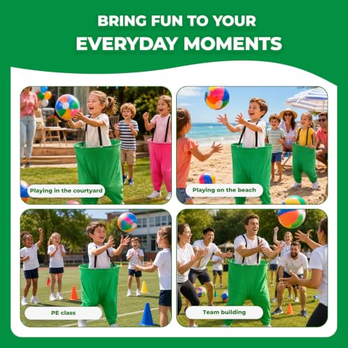 Child MultiColor Granny Pants Yard Game Set with Bouncy Balls & Adjustable Suspenders - Fun Outdoor Toss & Ring Toss for Kids & Adults