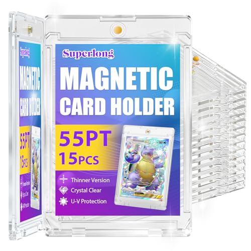 55pt Magnetic Card Holders - 15 Pack, Slim Profile, UV Protection