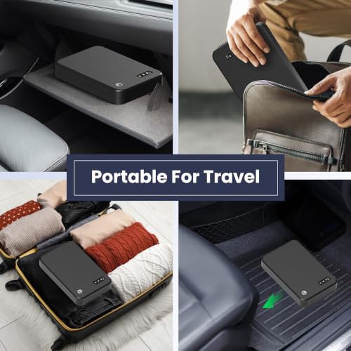 Portable Handgun Safe with USB Power & Security Cable - Compact Design